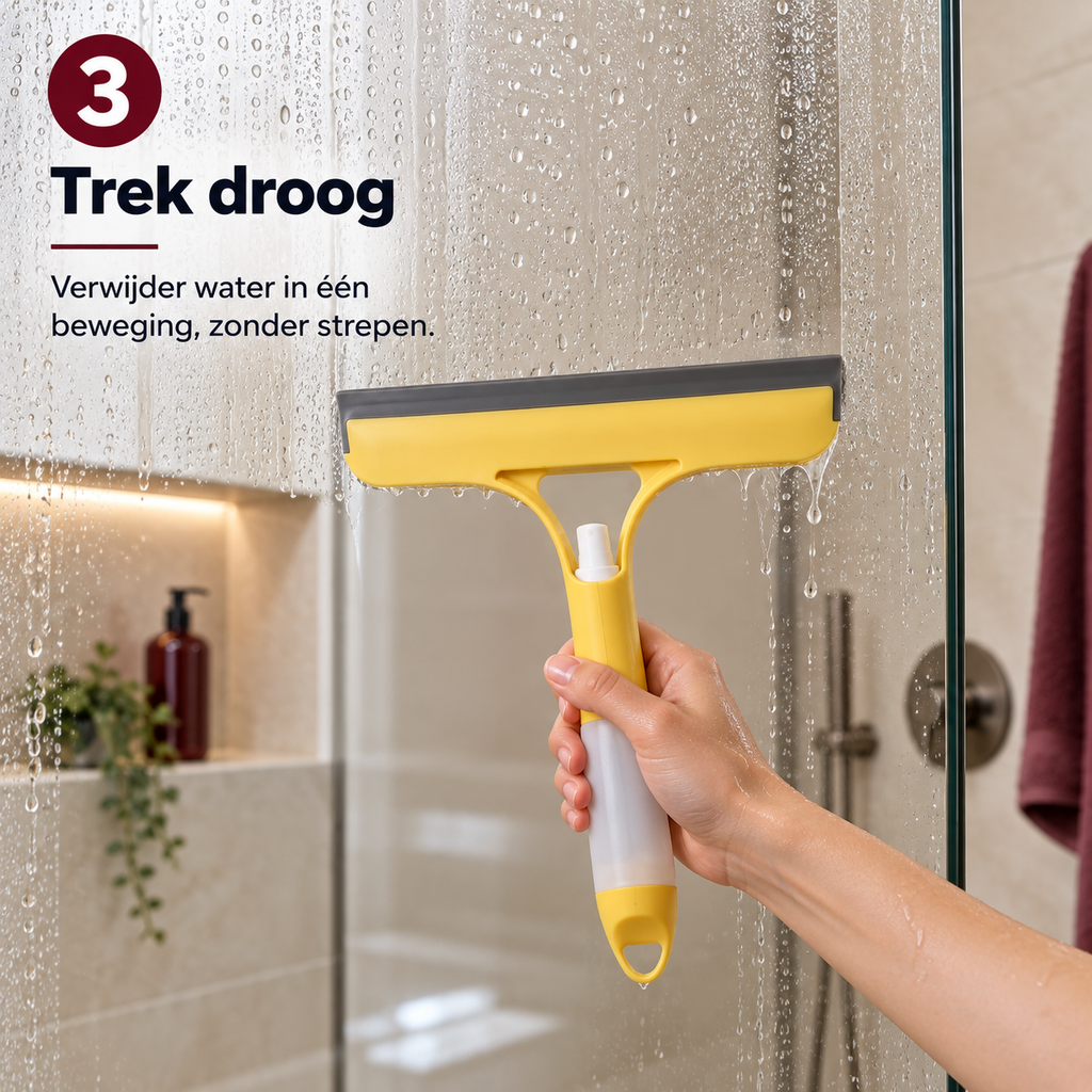 3-in-1 Douche- & Glasreiniger met Sprayfunctie